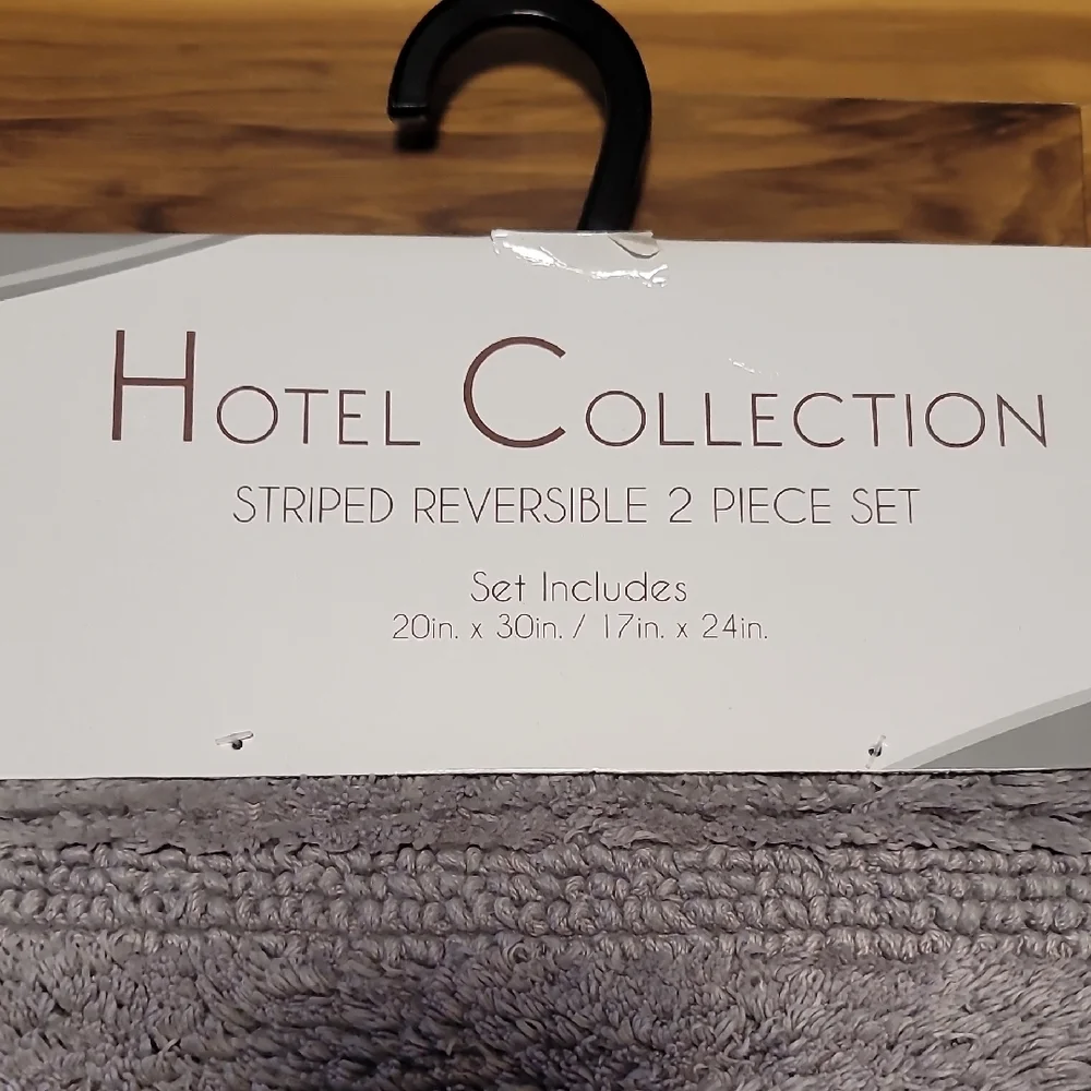 Hotel Collection Striped Gray Door Mat